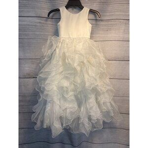 Girls Sleeveless Ruffled Layered Organza Dress With Satin Bodice Flower Girl